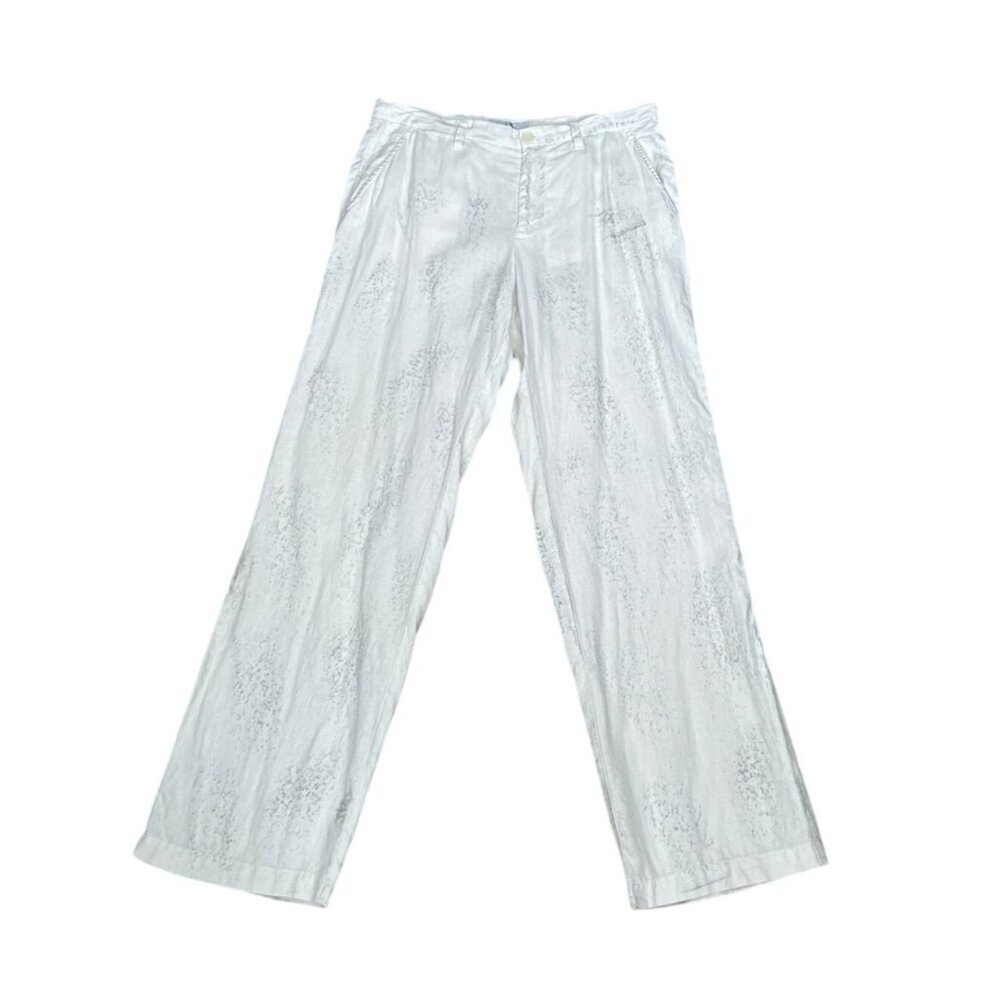 Armani Exchange Mens White Linen Pants Size 34 With Zipper & Button Closure
